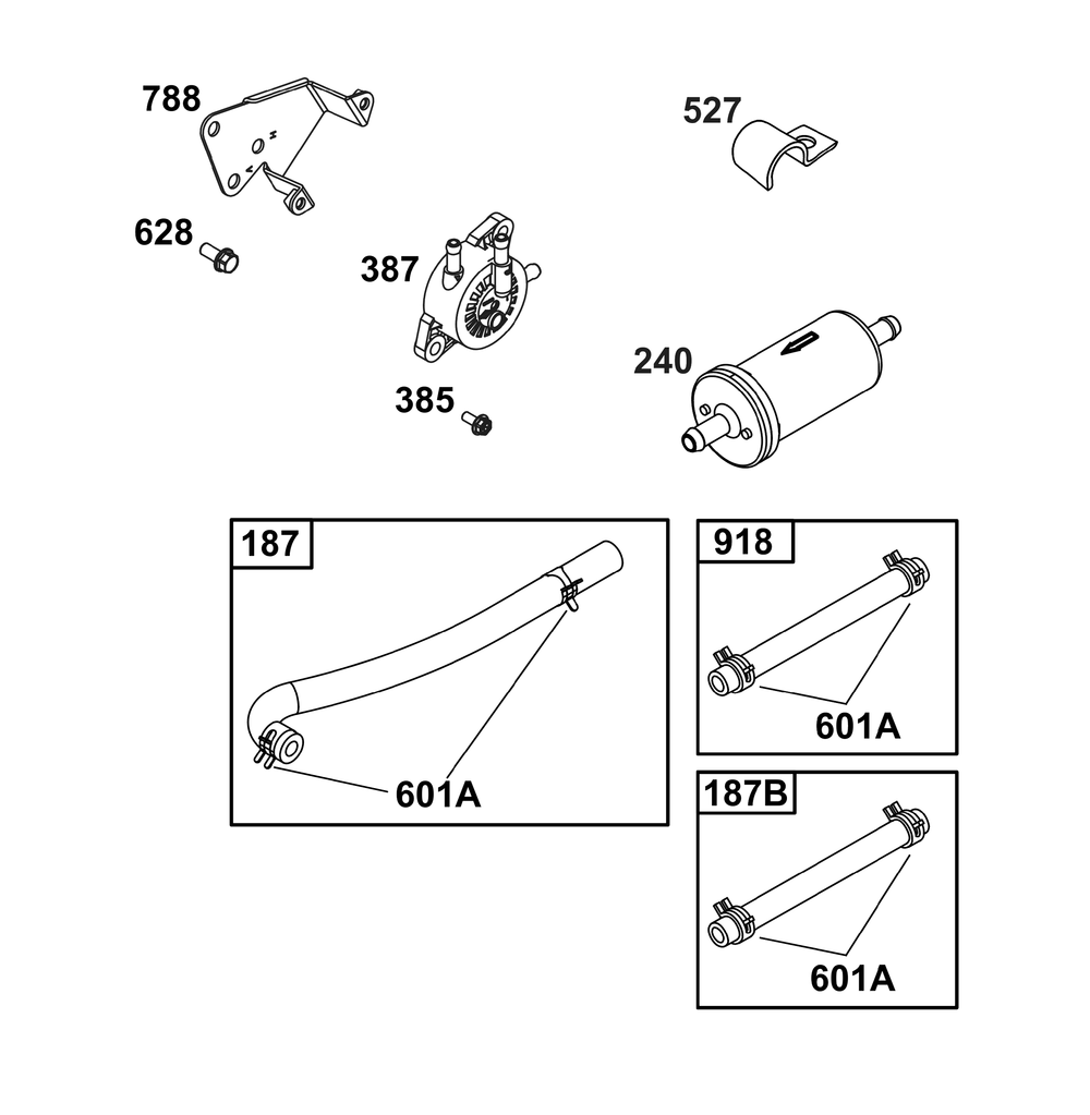 Fuel Supply Group Diagram and Parts List for 305777-0157-B5 200000 - 399999 Briggs and Stratton Engine